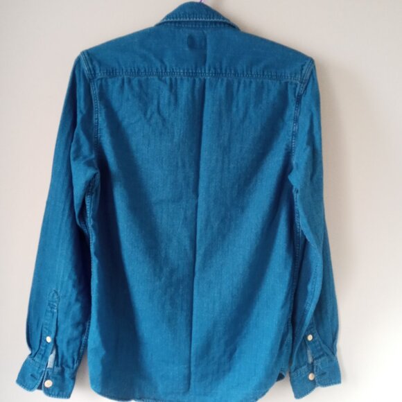 Faherty indigo denim Long Sleeve Button Up Cotton shirt size XS - Picture 3 of 6